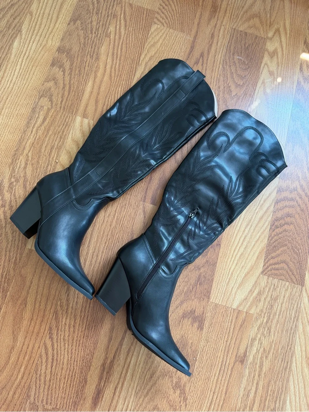 Black Tall Western Knee-High Boots - Women